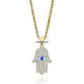 Diamond Hamsa Pendant 1.15 Carat TW with 14k Rope Chain