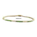 Emerald and Diamond Tennis Bracelet 2.10 Carat TW 14k Yellow Gold