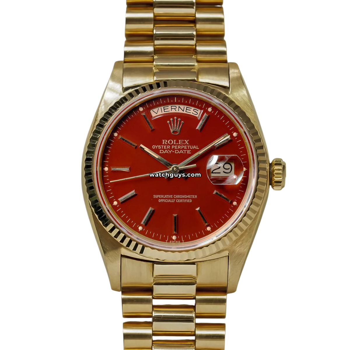Rolex Day-Date 1803 Oxblood Red Yellow Gold