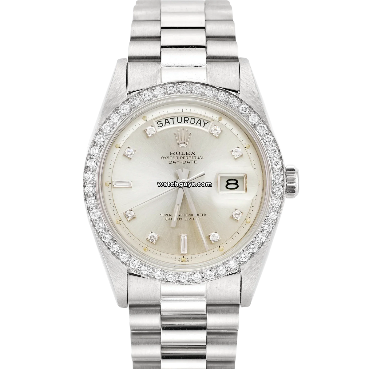 Rolex Day-Date 1804 Silver Diamond